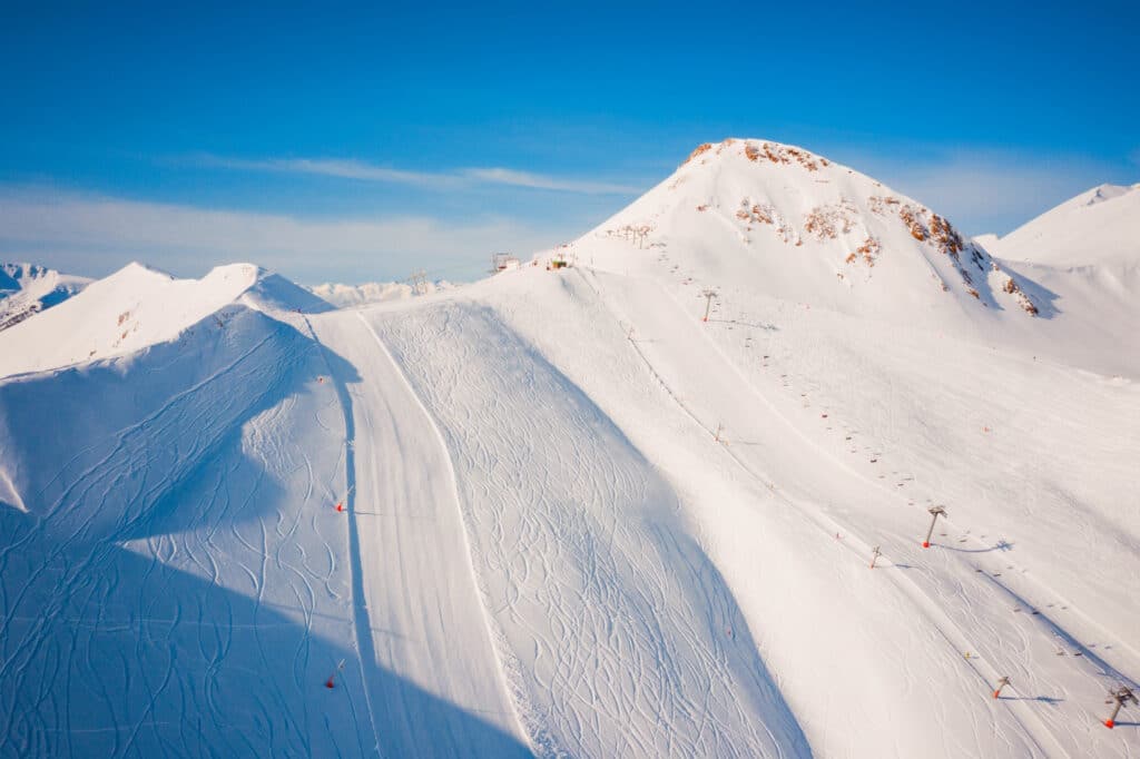 Groomed ski slopes at Pal Arinsal ski resort