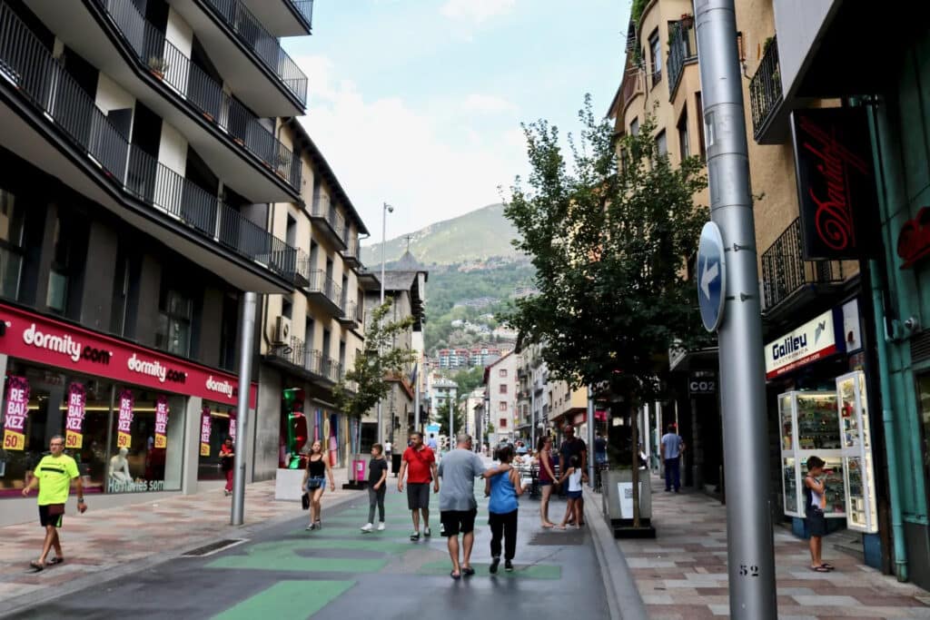 A shopping street in Andorra la Vella