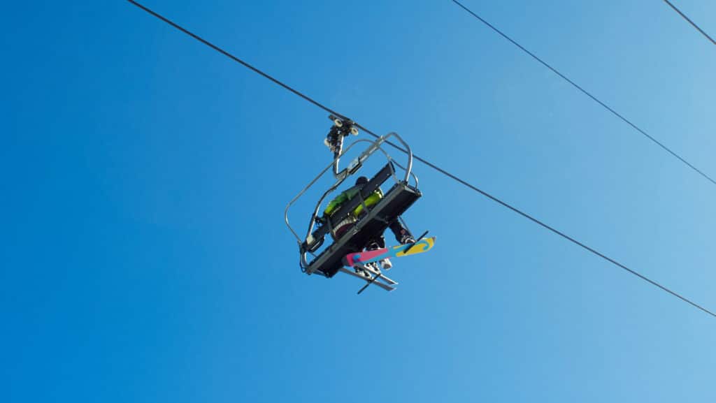 Ski lift in action