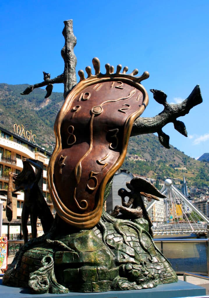 Salvador Dali Melting Clock sculpture in Andorra