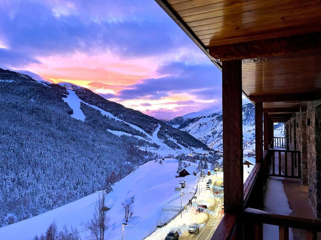 Balcony view from a ski hotel in Andorra