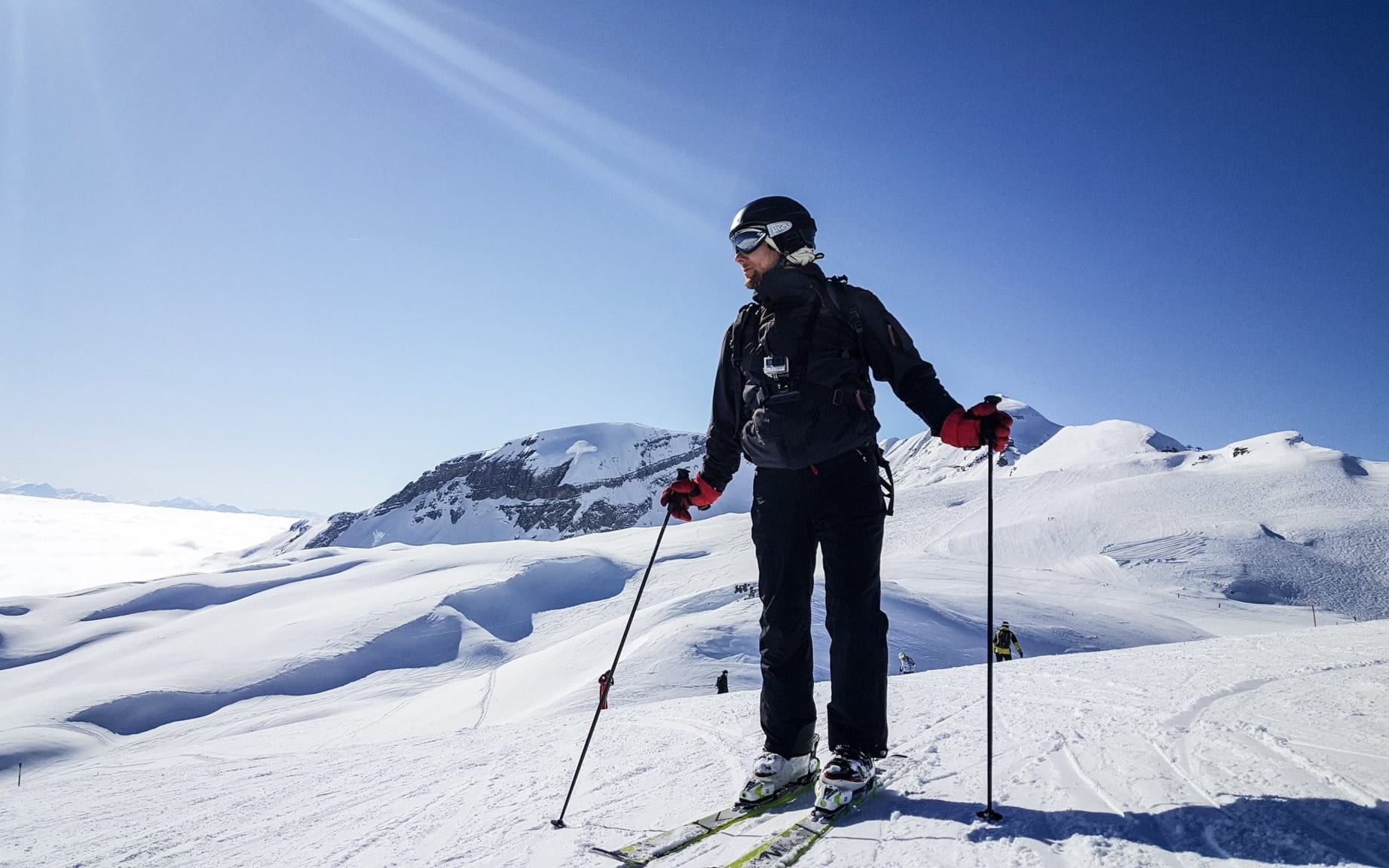 Man using ski equipment on holiday